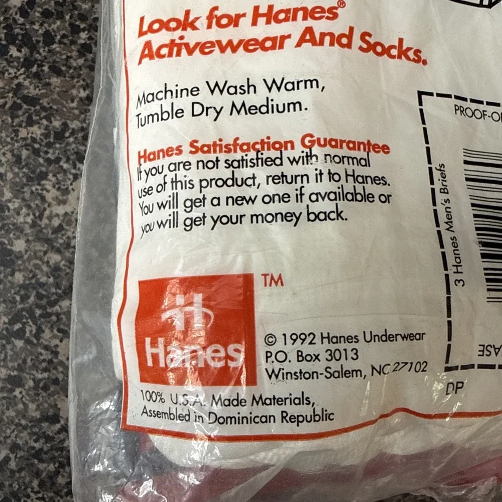 Vintage 90s Hanes Mens Briefs 3 Pack NOS Size 44 White Cotton